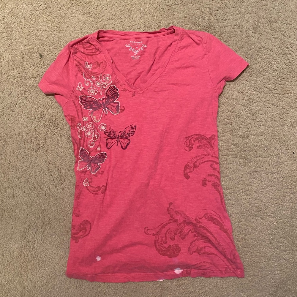 Y2K butterfly decal shirt